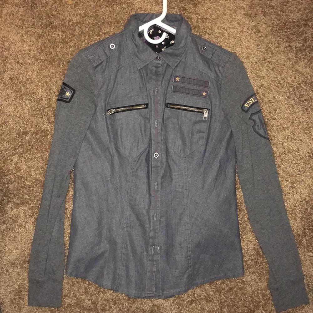 Denim and cotton button down